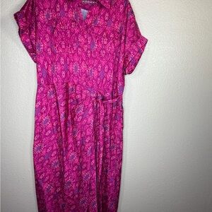 Lauren Ralph Lauren Fuchsia and Blue Midi Dress